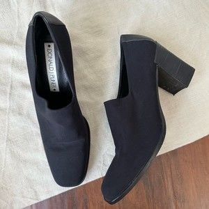 DONALD J PLINER Black Silk Elastic Heels Slip On